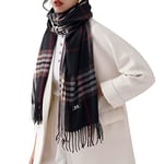 Gebell Women Tartan Scarf - Winter Plaid Blanket Scarves Long Soft Warm Tartan Check Scarfs Ladies Wool Spinning Tassel Shawl Stole UK