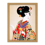 Wee Blue Coo Chikanobu True Beauty Kimono Japan Artwork Framed Wall Art Print 18X24 Inch