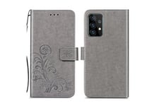 Magunivers Coque et étui téléphone mobile Etui en pu impression de motifs trèfle avec support gris pour votre samsung galaxy a72 4g/5g