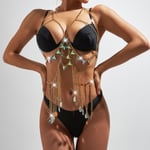 bodily Kroppskedjor Smycken Tillbehör - Boho Kristall-Tofs Bikini Set Strand Bh Kedja Kroppssmycken för Kvinnor Och Flickor