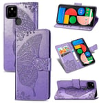 Yhteensopiva Google Pixel 4a 5g -lompakkokotelon Butterfly-kohokuvioidun Pu-nahkaisen kickstand-korttipaikan kanssa Flip Folio Cover