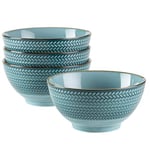 MÄSER 935012 Série Prospero Lot de 4 bols à céréales peints à la main de qualité gastronomique, idéal également comme bols à soupe, style vintage moderne, porcelaine durable, bleu