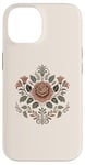 Coque pour iPhone 14 Rose florale botanique, style bohème minimaliste, roses d'amour