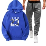 ZGRW 23# Bulls Jordan Basketball Capuche À Capuchon, Set De Piste De Capuche De Basket-Ball, Hommes Basket-Ball Ventilateurs Fashion Sport Format Ensemble De Vêtements Blue-L