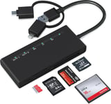 Lecteur Carte Pour Sd/Tf/Cf/Xd/Ms 7 En 1 Lecteur Carte Sd Usb C Et Lightning Avec 5Gbps Adaptateur Carte Sd Pour Iphone/Ipad/Macbook/Windows/Mac Os/Android Accès Simultané À 5 Cartes