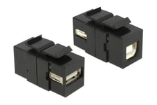 Delock Keystone module USB 2.0 A female > USB 2.0 B female - modulär insättning