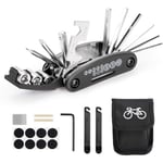 Groofoo - Outil multifonction de vélo, outils 16 en 1 pour sac d'outils portables de vélo avec outil à chaîne et levier de correction de pneu, patch