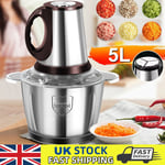 5L Electric Chopper Food Processor Multi Blender Meat Fruit Vegetable Nuts Mixer