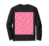 Climbing Vine Leaves In Girly Pink On Pink Long Sleeve T-Shirt