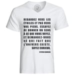 T-Shirt Homme Citations Célèbres Stephen Hawking Regardez Les Étoiles Pas Vos Pieds Soyez Curieux