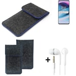 Protective cover for OnePlus Nord N20 5G dark gray blue edge Filz Sleeve + earph