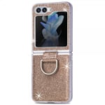 Samsung Galaxy Z Flip 6 Skal Glitter Finger Ring Guld