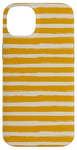 Coque pour iPhone 14 Plus Jaune moutarde Beige rayé Girly Esthétique Preppy Stripes