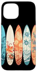 Coque pour iPhone 15 Planche de surf tropicale colorée Art Hibiscus Beach Vibes