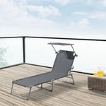 Transat avec Pare-Soleil Getaria Acier Polyester Argenté Mat Gris Foncé