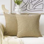 Home Brilliant 60 x 60 Cushion Covers Nature Linen Look, Soft Faux Linen Cushion Cover for Large Cushions, Beige Cushion Covers 60x60, 2Pcs, (60cm x 60cm, Natural Linen)