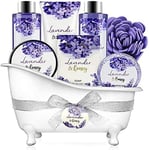 BODY & EARTH Bath Gift Set for Women- 8 Pcs Lavender Gift Sets for Women, Shower