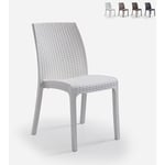 Chaise en polyrotin empilable pour bar jardin intérieur extérieur Virginia Bica Couleur: Blanc