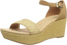 Clarks Sandals Women's Rose Ease Wedge Sandals Light Tan 7.5 UK D Fit 41.5 EU