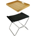 PACK SOPLAIR Tabouret de Camping Pliant Gaia Léger et Compact + Plateau en bambou Camping Car