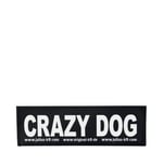 Julius-K9 Reflekterande Kardborremärke Crazy Dog i Svart, Storlek L 16x5 cm, 2-pack