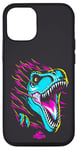 Coque pour iPhone 12/12 Pro Jurassic World Colorful Neon Iconic T-Rex Logo