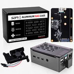 GeeekPi Raspberry Pi 4 Aluminum NAS Case with PWM Fan and M.2 SATA SSD Adapter Board,Raspberry Pi 4 Passive Aluminum Case with 3510 Ultra-Quiet Cooling Fan for Raspberry Pi 4 Model B 2GB 4GB 8GB