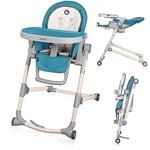 LIONELO Cora chaise haute bébé, chaise haute pliable pour enfant, plateau amovible, hauteur réglable de 6 à 36 mois, ceintures de sécurité à 5 points, capacité de charge jusqu'à 15 kg