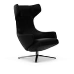 Vitra - Grand Repos Low, Aluminium Polished Base, Back/Seat Leather Premium L40 Nero - Fåtöljer - Antonio Citterio - Svart - Dun/Läder/Metall/Skum/Plast