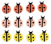 Rayher Embellissements « coccinelle », en bois, 3 couleurs, 12 pces., 2X2,7cm, autocollant, décoration, table, cartes, scrapbooking, été, printemps -46636999