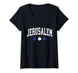 Womens Jerusalem Classy College Retro Style Novelty Souvenir V-Neck T-Shirt