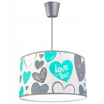 Light-Home - TURQUOISE HEART - Abat Jour Suspension Luminaire Lustre - Moderne Abat Jour Plafond - Métal et Tissu - E27-1-Lumières 35 cm - Bleu et Gris