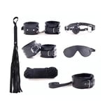 Adult Sexy BDSM Bondage  Kit Hand Cuffs Foot Cuff Whip Rope Sex SM Toys 7PCS