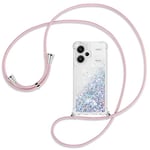 Ptny Coque Compatibles Xiaomi Redmi Note 13 Pro Plus 5G avec Cordon, Paillette Étui pour Transparent Coque Téléphone avec Lanière Réglable, pour Xiaomi Redmi Note 13 Pro Plus 5G Coque pour Femme