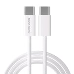 tigratigro Câble USB C vers USB C PD Charge Rapide 60W Câble USB Type C Nylon Tressé Compatible avec iPhone 15 iPad Galaxy S24 S23,Huawei,OnePlus,Google Pixel (3M, Blanc)