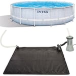 Kit piscine chevron ronde (ø)4,88x (h)1,22m et chauffage solaire