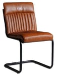 Set of 2 Live Edge Brown Faux Leather Cantilever Dining Chair