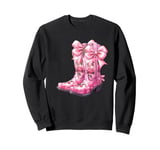 Cowgirl Boots Pink Baby Bow Preppy y2k Coquette Sweatshirt