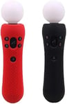 Lot De 2 Coques De Protection En Caoutchouc De Silicone Antid¿¿Rapant Pour Manette De Playstation Ps4 Vr Move Ps Move Motion (1 Rouge Et 1 Noir)