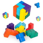 Barnleksak Tetris Kubleksak Trä 3D Färgpusselspel (FMY)