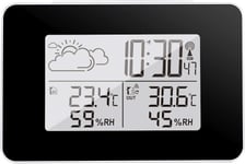 Station météo sans Fil, hygromètre pour thermomètre extérieur intérieur avec capteur extérieur écran LCD Moniteur d'humidité numérique de la température avec rétroéclairage (Noir)