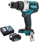 Makita DHP481Z 18v LXT Lithium-Ion Combi Hammer Drill with 1 x 5.0Ah BL1850 Battery & DC18RC Charger, 18 V