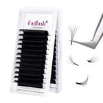 Fadlash Easy Fan Lashes D Curl 0.07 19mm Single Lashes Russian Lashes Natural Look Self Fanning Eye Lashes Automatic Blooming Russian Eyelashes Extensions(0.07-D-19)