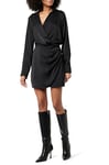 The Drop Robe Portefeuille Courte pour Femme, Soyeuse, Mack, Noir, XL