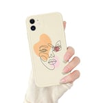 Newseego Compatible avec l'étui iPhone 11, Motif de Visage Abstrait Créatif avec Art Line Étui en Silicone Souple et Mince Étui de Protection Arrière en TPU Léger et Léger pour iPhone 11..