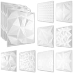 Hexim - Panneaux muraux 3D en plastique pvc - revêtement mural blanc avec aspect 3D - motifs Diamond: 1 assiette, HD018