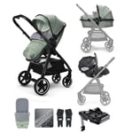 miniuno TouraGo Travel System Lie Flat i Size Car seat Footmuff & Base Shamrock