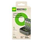 GP Batteriladdare med dockningsstation + 4st GP 2100 ReCyko uppladdningsbara AA batterier