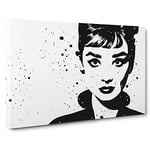 Audrey Hepburn Monochrome Vol.2 Canvas Wall Art Print Ready to Hang, Framed Picture for Living Room Bedroom Home Office Décor, 30x20 Inch (76x50 cm)