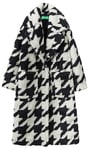 United Colors of Benetton Women's Coat 25cadn036, Pied De Poule Black and Pink 68f, S